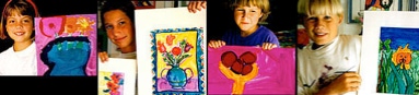 Chidren holding their Original Watercolor Artwork